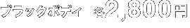 ブラック系ボディ　各2,800円
